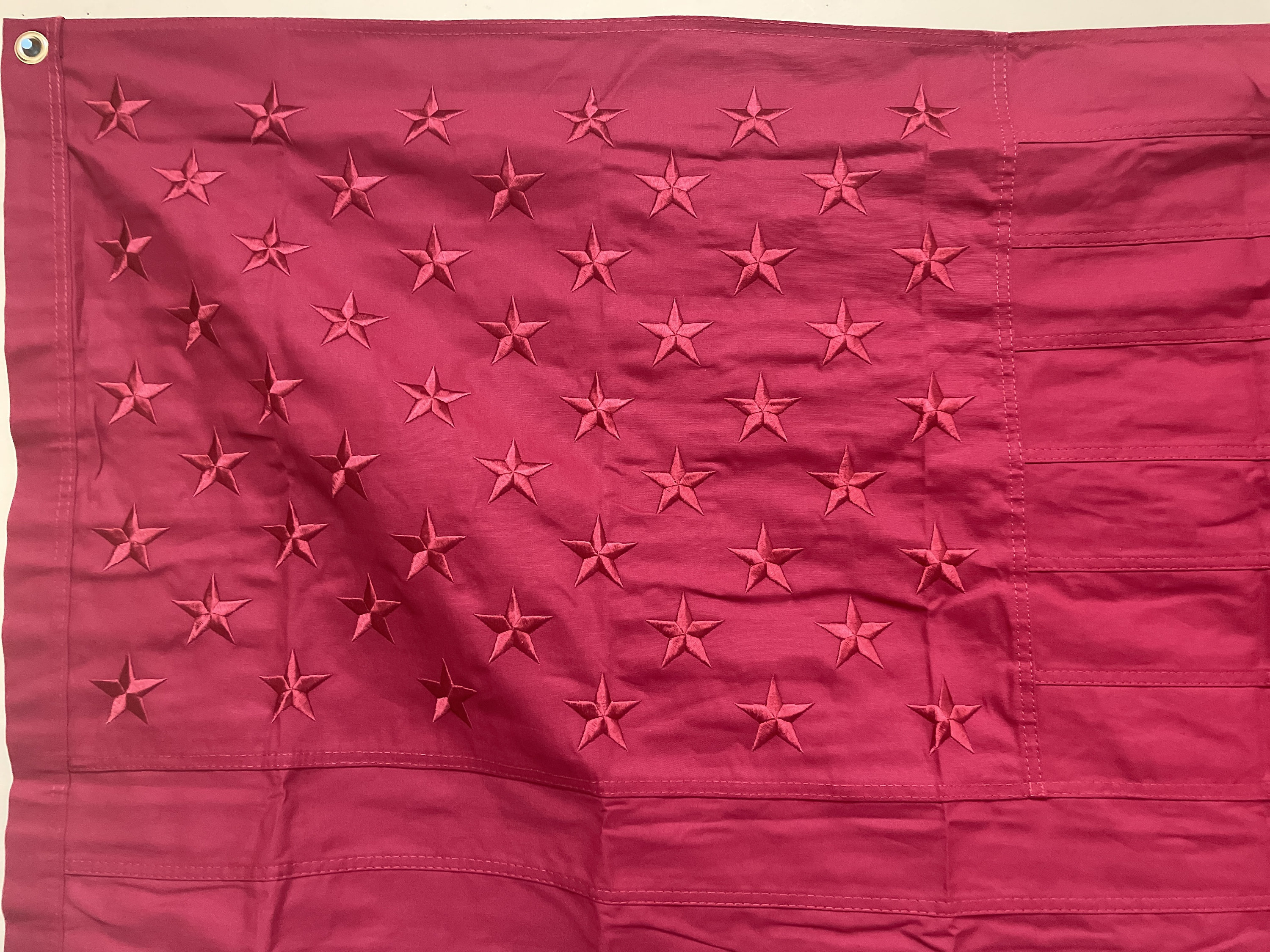 Embroidered USA Flag 3x5ft: Sewn Cotton & Nylon with Grommets