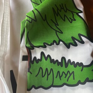 Puede incluir: Una bandera blanca con un dise&ntilde;o de tr&eacute;bol verde. El tr&eacute;bol est&aacute; bordeado de negro y tiene un centro blanco.