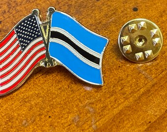 USA & Botswana country flag friendship pin hand stamped and baked finished cloisonné pin