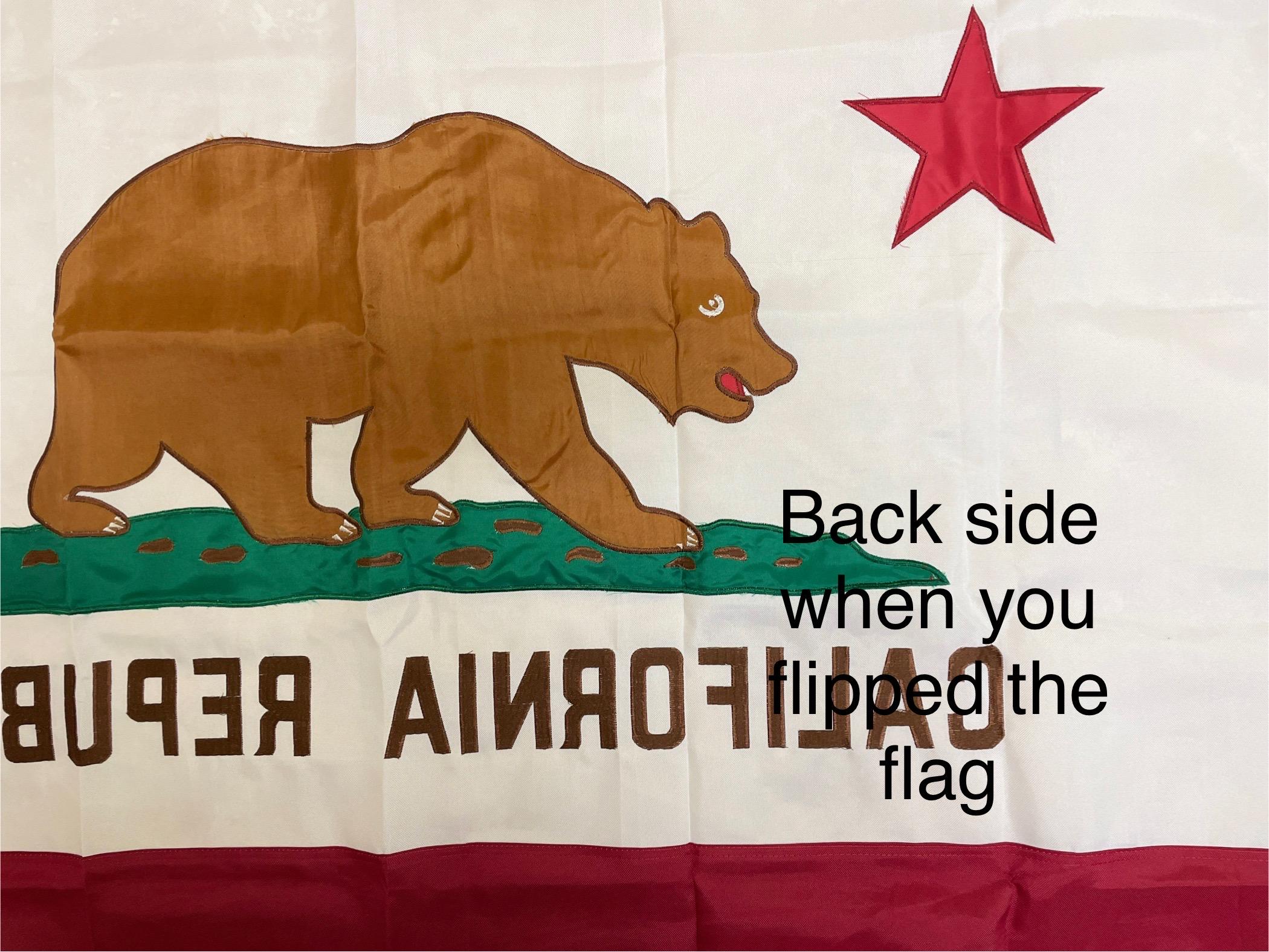Embroidered and printed California Republic Flag with Brass