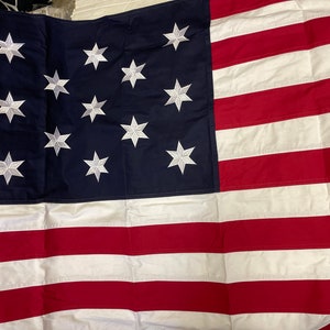 Hopkinson or US Civil 1777 13 stars historical embroidered cotton flag with brass and grommets