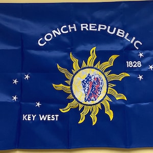 Conch Republic Flag: Sewn & Embroidered Nylon with Brass Grommets