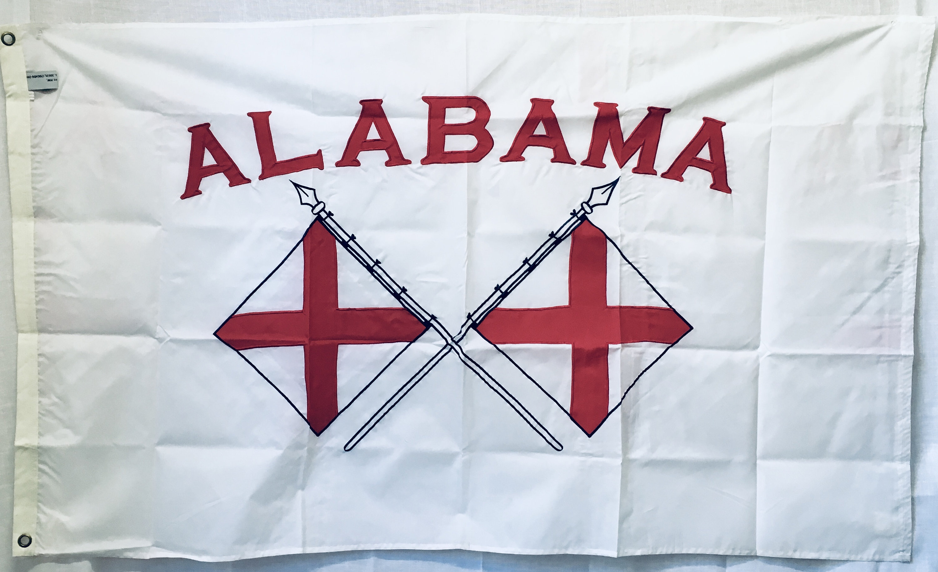 Vibrant 4x4 Embroidered Alabama Nylon Square Battle Flag 4'x4' 3 Clips