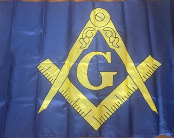 3x5ft  Masonic blue gold  sewn nylon embroidered; brass and grommets