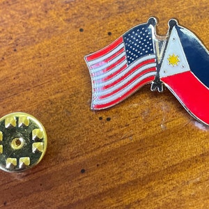 USA and Philippines friendship lapel pin hand stamped and baked finished cloisonné pin