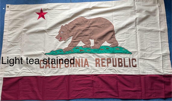 3' x 5' California State Flag - Tea Stained Cotton, Embroidered