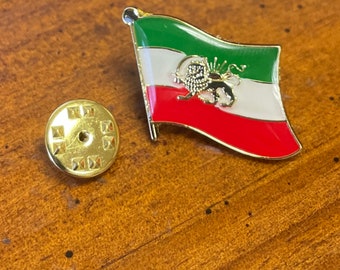 Vintage Irán Sun Lion Flag Lapel Pin, accesorio de esmalte Cloisonné