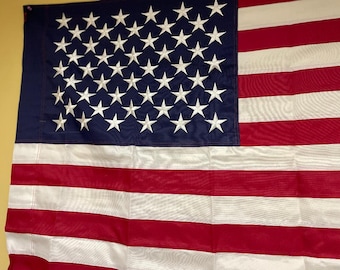 Embroidered USA Flag: Sewn Stripes, Canvas Header (2.5'x4')