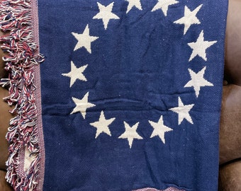 4x6ft Size Betsy Ross Hand Woven Afghan Cotton Throw Blanket Home