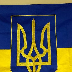 Ukraine Trident cotton 2x3ft, 3x5ft  and 4x6ft cotton fabric 600D 2PLY canvas & synthetic cotton header with real brass and grommets