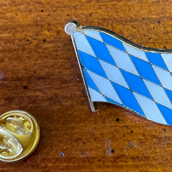 Bavaria country flag wavy pin hand stamped and baked finished & USA Bavaria country flag friendship and variations of Bavarian flags printed