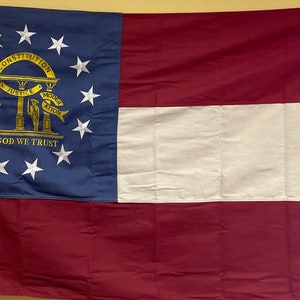 Georgia state 100% Hemp sewn Embroidered flag 3x5 ft with brass and grommets & USA hemp premium flag