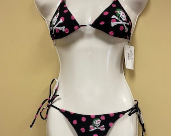 Pirate Princess Polka Dot low waisted  String bikini  without padding  Nylon Spandex fabric if you love tanning this bikini is PERFECT!