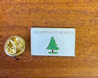 Appeal to Heaven Lapel Pin hand stamped and baked finished cloisonne jewel collection cloth, hat and bikers lapel pin & desk flag
