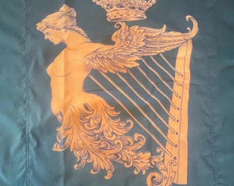 19th Century vintage effect Irish mermaid harp crown cotton flag brass grommets