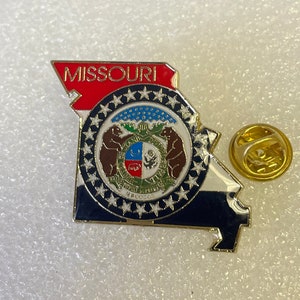 Missouri State flags and Pin hand stamped and bake finished cloisonné pin