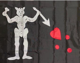 Blackbeard sewn cotton embroidered with brass grommets 3x5ft