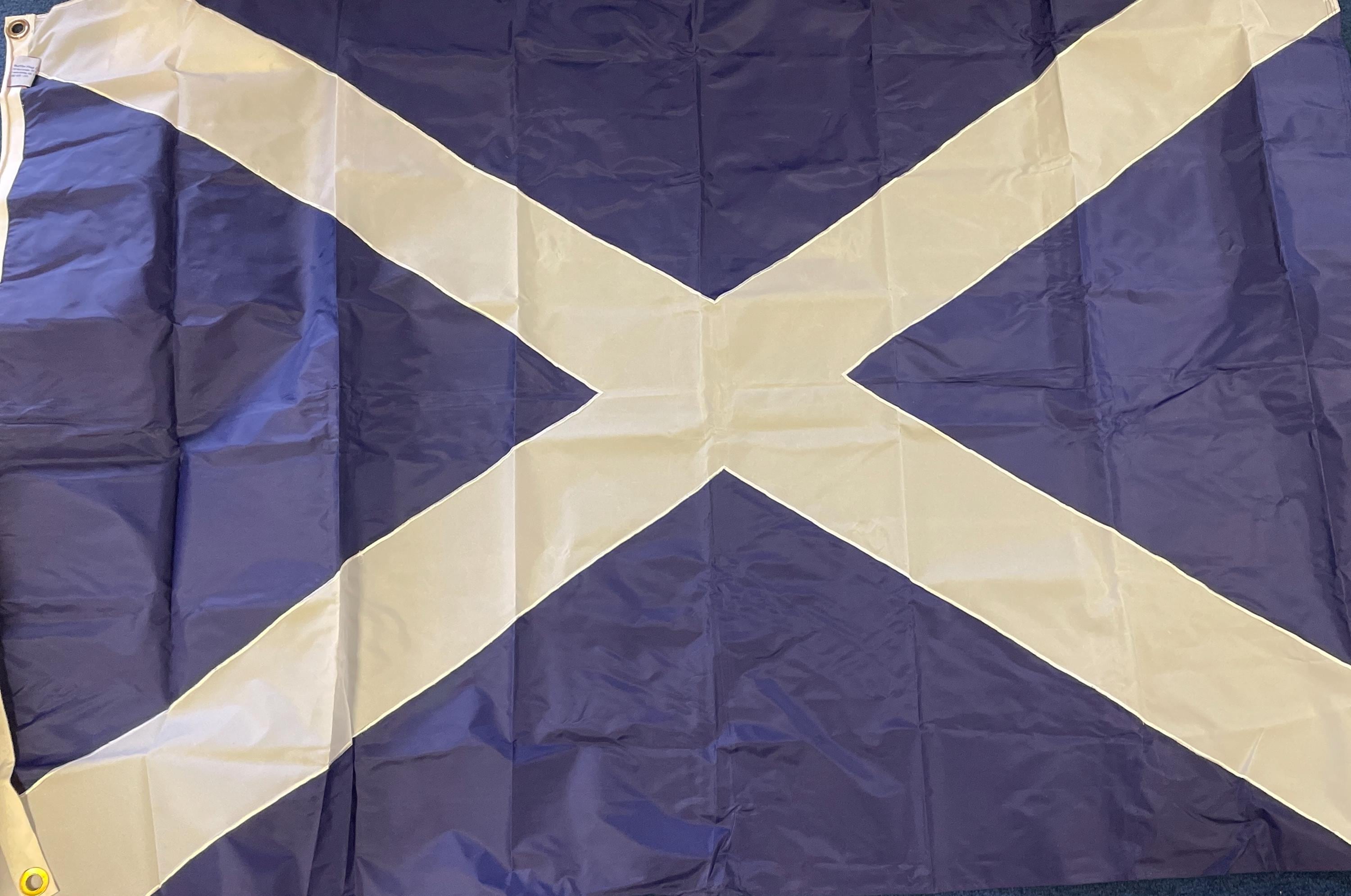 Vintage Nylon Scotland Flag: Embroidered Scottish Saltire (4x6ft
