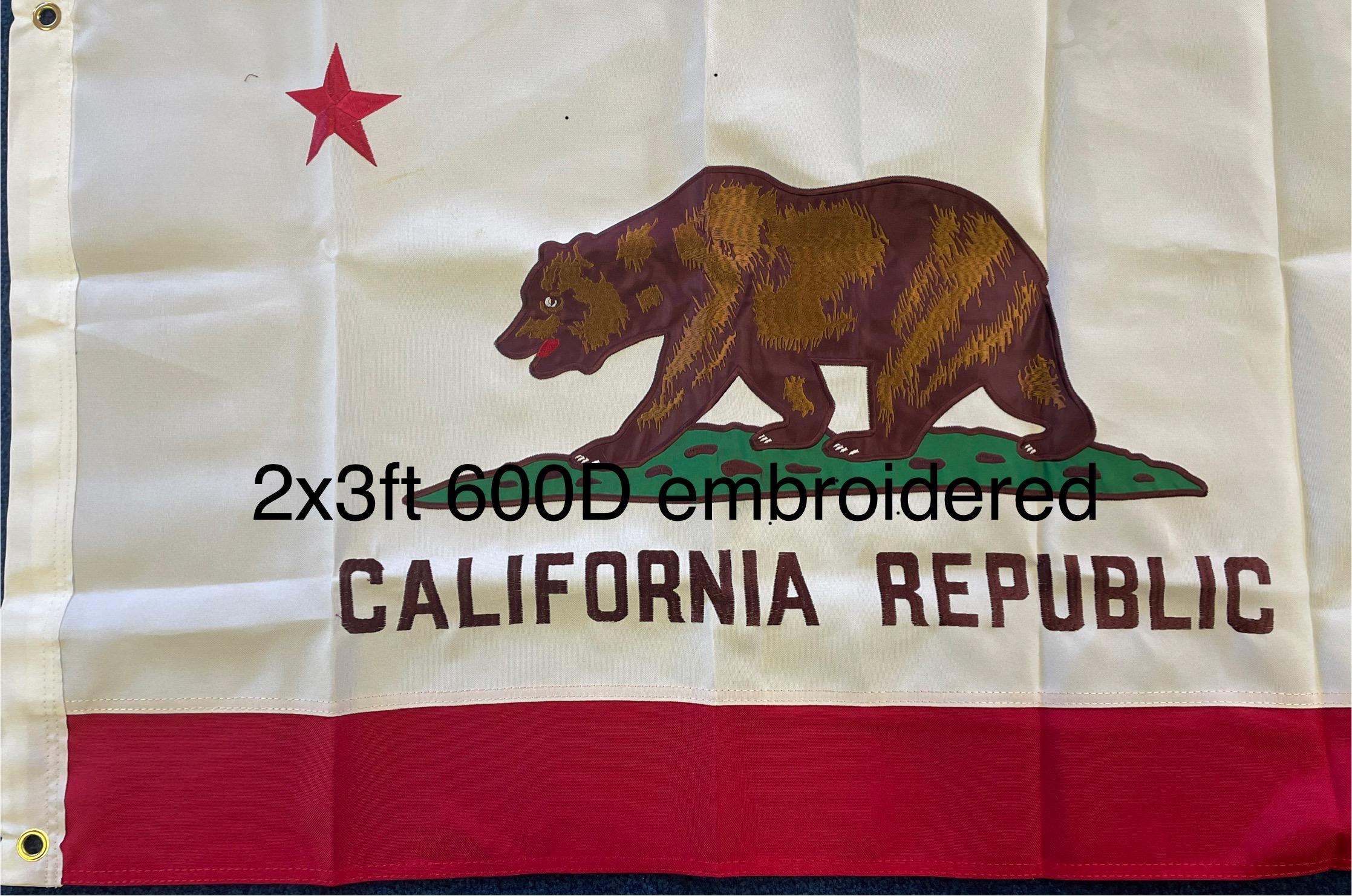 Embroidered and printed California Republic Flag with Brass