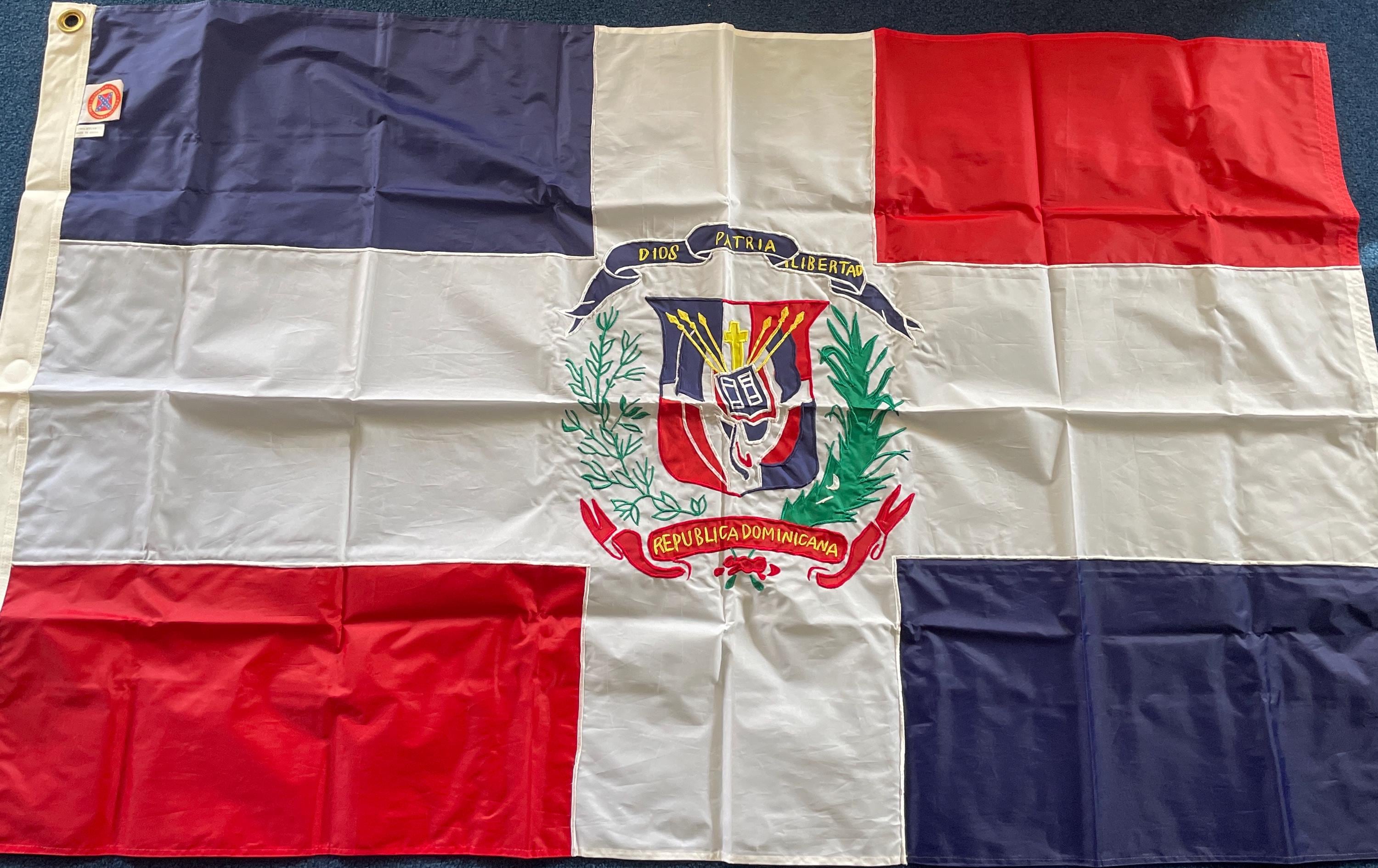 Dominican Republic nylon embroidered 3x5ft with brass and grommets