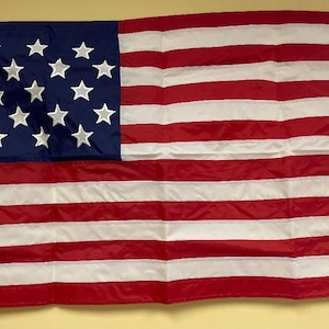 15 Stars Sewn Embroidered Nylon Flag - Vintage American Decor
