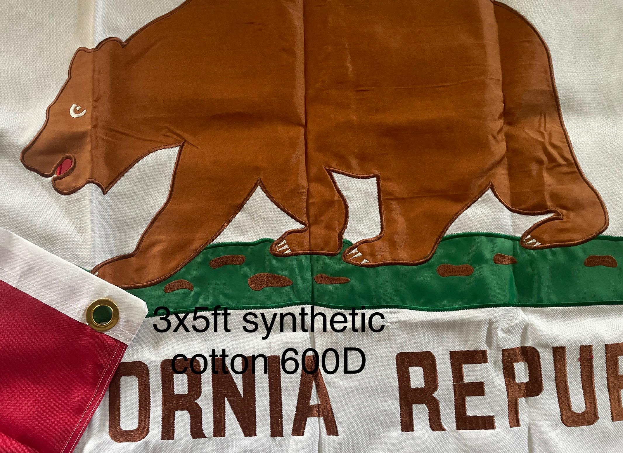 Embroidered and printed California Republic Flag with Brass
