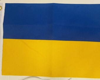 Ukraine Flag, Brass Grommet, Embroidered Canvas Header 600D synthetic cotton