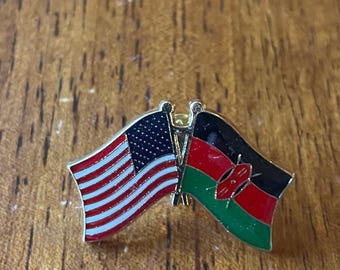 USA Kenya Friendship Flag Pin - Hand Stamped Cloisonné