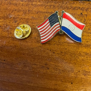 USA & Paraguay country friendship flag pin hand stamped and baked finished cloisonné pin