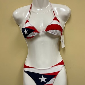 PUERTO RICO Flag Solid  Bikini without padding  (NOTE) please size up twice if you are on curvy side