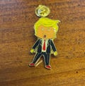 Trump cartoon “Happy face pin” hand  stamped  cloisonné pin