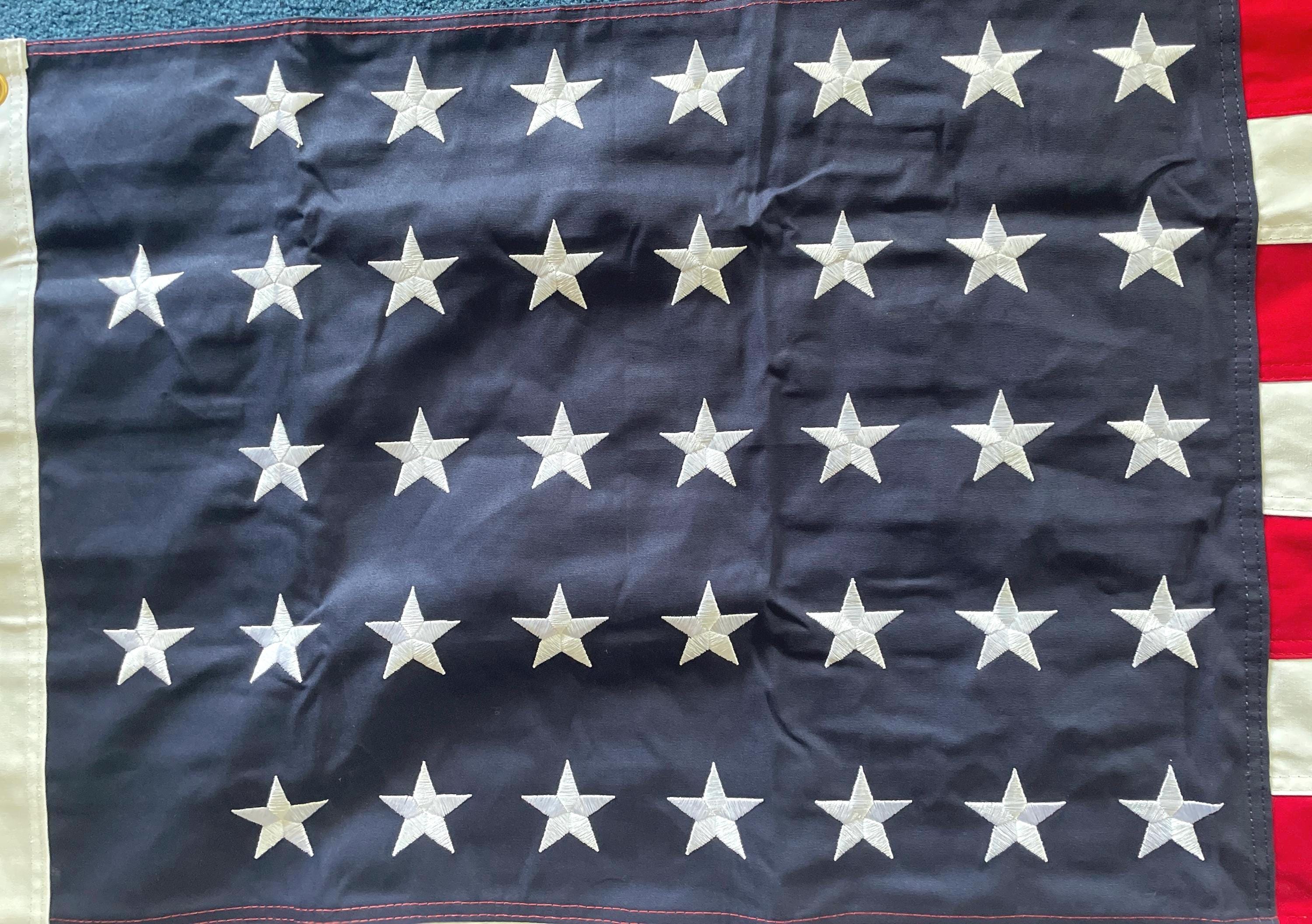 37 Stars American Historical Flag: 1867-1877 Cotton Embroidered