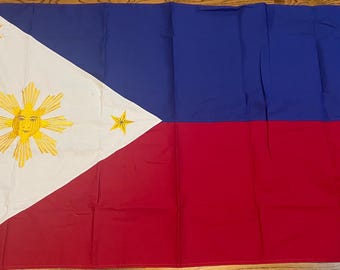 1898 Philippines Historical Flag, Sewn Cotton Embroidered, 3x5ft