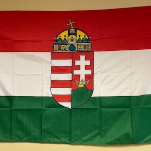 Kingdom of Hungary 1919-1946  historic flag brass grommets 4 rows of sewing on fly ends 2x3ft and 3x5ft printed on both side premium oxford