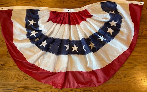 Embroidered USA Bunting Fan Flag – Heavy Duty Synthetic Cotton -read Notes below