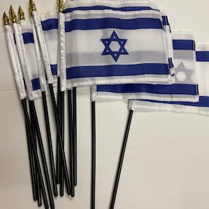 Israel 4x6 inch Schreibtischfahne bedruckt und Israel Länderpins handgestempelt na gebacken fertig gebackener Cloisonné Pin Anstecker Ihrer Wahl