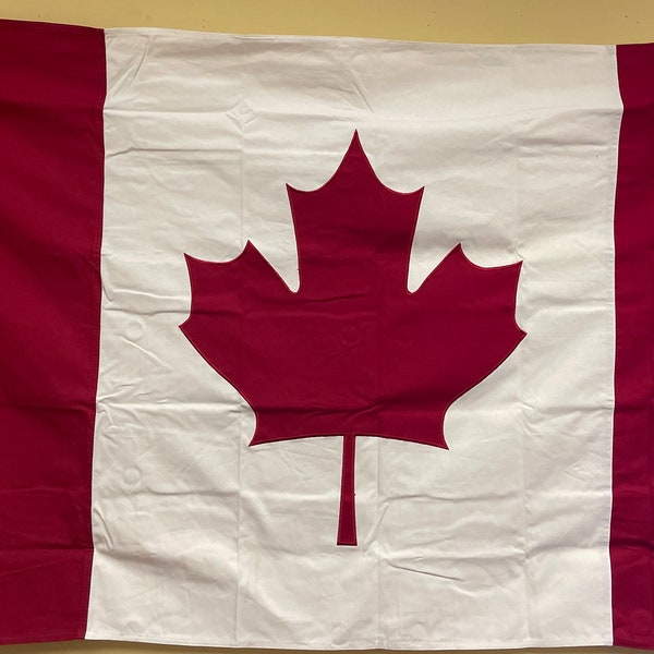 Drapeau brodé cousu en coton Canada 3 x 1,5 m avec trois oeillets en laiton