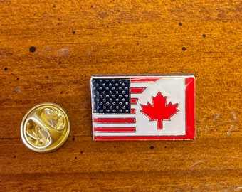 Canada flag lapel pins hand stamped and baked finished cloisonné pin