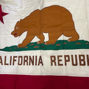California state sewn embroidered 100%cotton and tea stained  cotton flag 3x5ft,5x8ft  canvass header brass and grommets