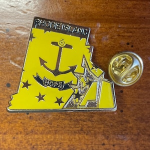Rhode Island state flag pin hand stamped and baked finished cloisonné pin