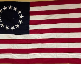 Betsy Ross Flag2x3ft and  3x5ft  cotton Sewn canvas header flag Note, please leave message either you want three grommets or two grommets