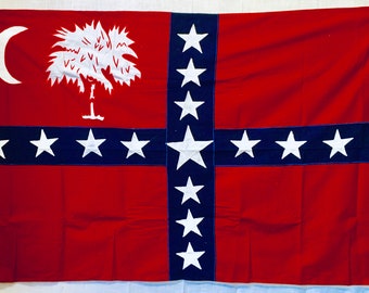 South Carolina old sewn cotton flag SOV 3x5tft old historical flag of South Carolina with brass grommets vintage flag made by  year 2000