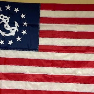 USA YACHT Ensigh 3x5ft Embroidered Sewn flag brass grommets canvas header Nylon and synthetic material