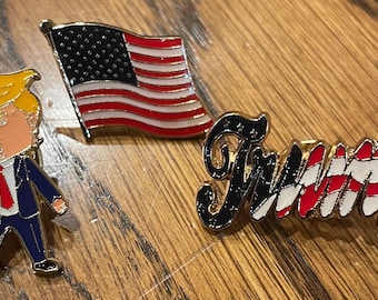 Broche de desenho animado do Trump, conjunto de 3 broches de lapela cloisonné estampados à mão. Leia as descrições.