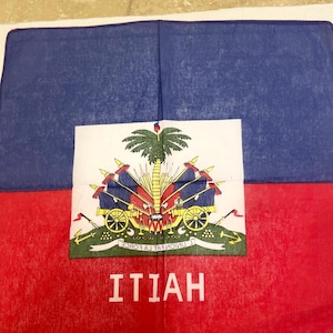 Haiti country flag handkerchief, head wrap  bandana thin cotton fabric Made in China 22x22
