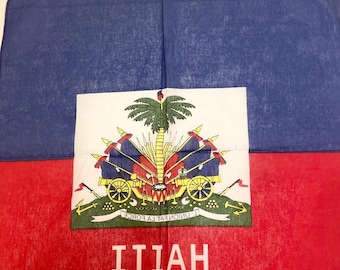 Haiti country flag handkerchief, head wrap  bandana thin cotton fabric Made in China 22x22