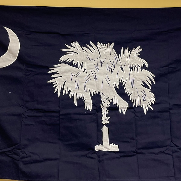 South Carolina state blue flag 3x5ft cotton  and SC Old cotton flag with brass grommets canvas header sewn & tailored for you the old way