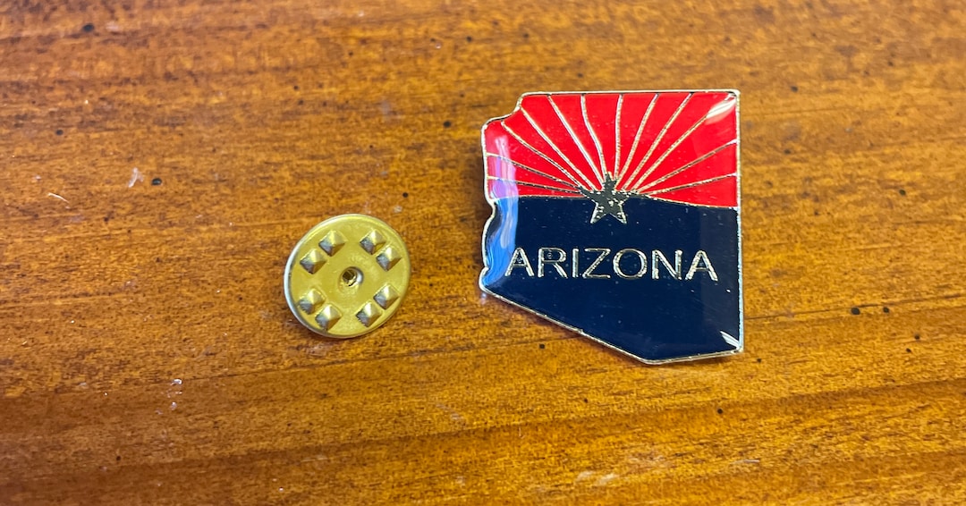 Arizona State Flag Map Pin Hand Stamped and Baked Finished Cloisonné ...
