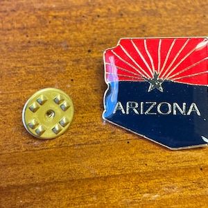 Arizona state flag map pin hand stamped and baked finished cloisonné pin