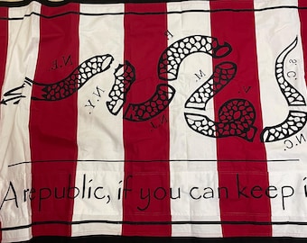 Join or Die Flag:with Custom words Embroidered Cotton, 3x5ft